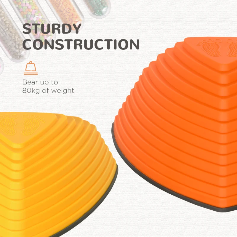 Outsunny 11 PCs Stepping Stones Kids with Non-slip Rubber, Stackable Balance River Stones for Obstacle Course Sensory Play, Outdoor Indoor for 3-8 Years Old