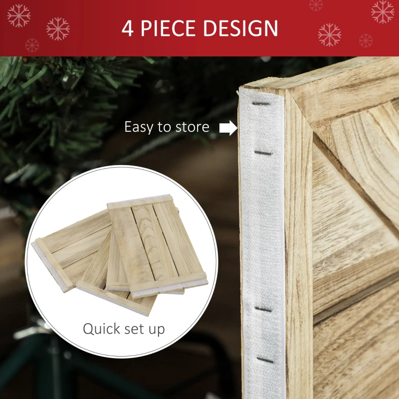 HOMCOM 24" Farmhouse Christmas Tree Base Cover Wooden Christmas Tree Collar Box Home Decoration, Light Distressed Wood Finish