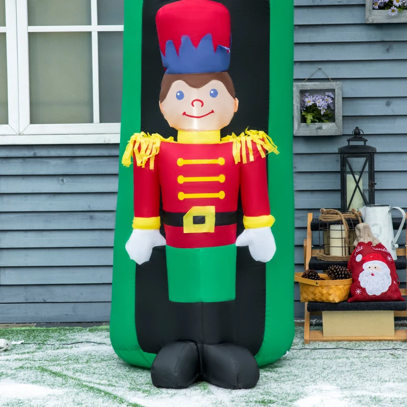 Outsunny 11.5ft Christmas Inflatables Outdoor Decorations Archway with 2 Nutcracker Soldiers Rocking Horse, Blow-Up LED Yard Christmas Decor for Lawn Garden Party