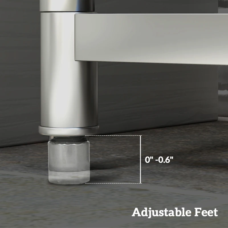 HOMCOM Stainless Steel Outdoor Utility Sink with Cold and Hot Water Pipe and Double Storage Shelves for Laundry Garage, 39"