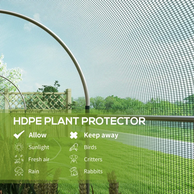 Outsunny Galvanized Steel Crop Cage, Plant Protection Tent with Zippered Door, 4' x 12', Green