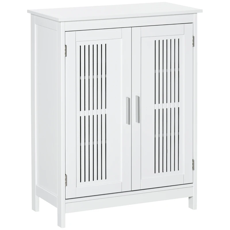 kleankin Modern Bathroom Floor Cabinet, Free Standing Linen Cabinet, Storage Cupboard with 3 Tier Shelves, White