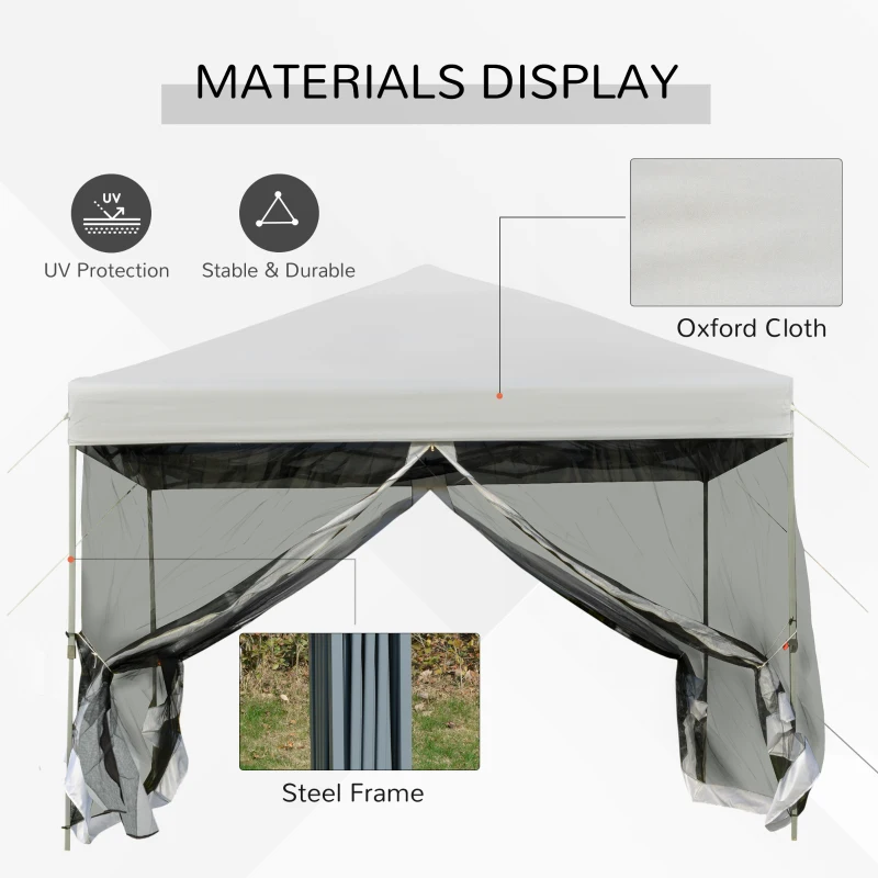 Outsunny 10' x 10' Pop-Up Canopy Tent Outdoor Party Tent, 3-Level Adjustable Height, Silver