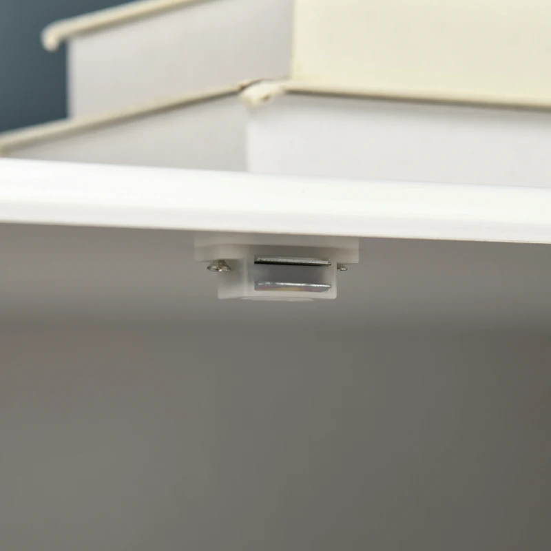 HOMCOM Kitchen Sideboard, Glass Door Buffet Cabinet, Bathroom Storage Cabinet with Adjustable Storage Shelf for Dining Room, Living Room, White