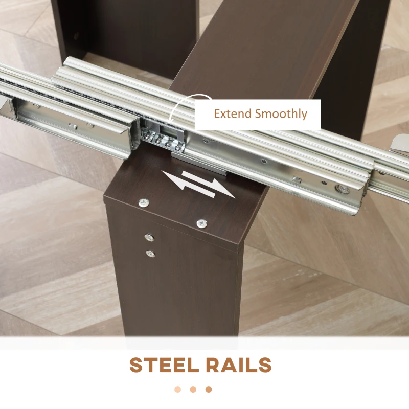 HOMCOM Extendable Dining Table, Expandable Kitchen Table for Small Spaces, Seats up to 6 People, Dark Brown