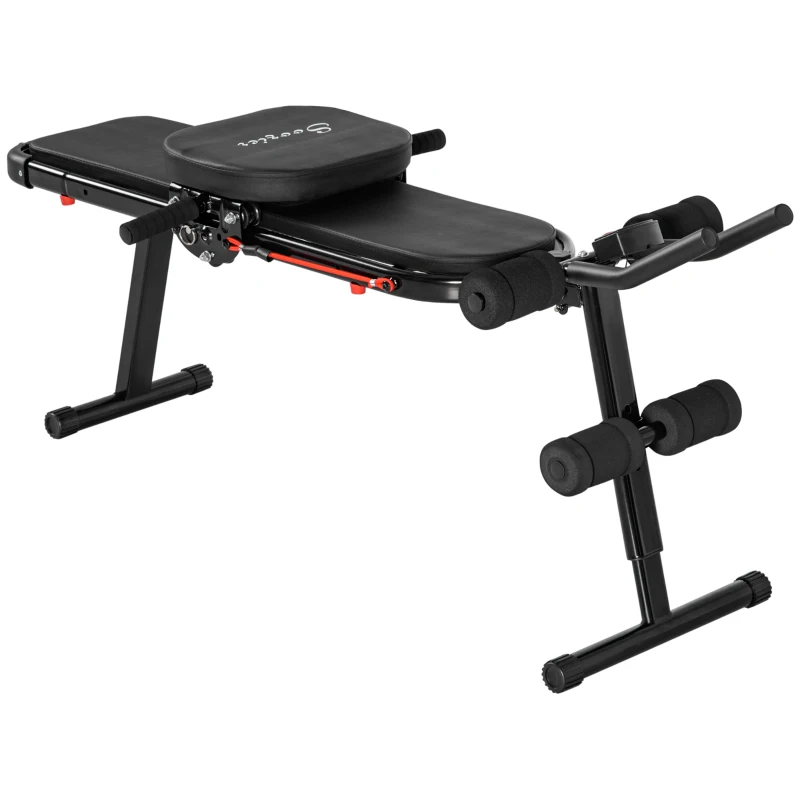 Soozier Multi-Purpose Ab Workout Equipment, Foldable Ab Machine, Adjustable Sit Up Bench & Weight Bench, Abdominal Cruncher with Resistance Bands & LCD Display