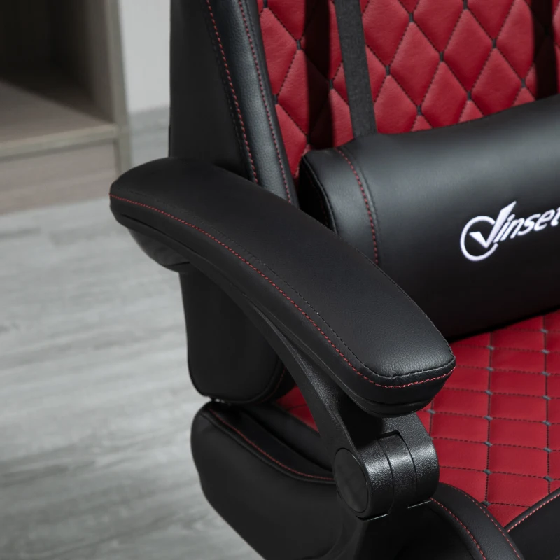 Vinsetto Racing Gaming Chair Diamond PU Leather Office Gamer Chair High Back Swivel Recliner with Footrest, Lumbar Support, Adjustable Height, Black