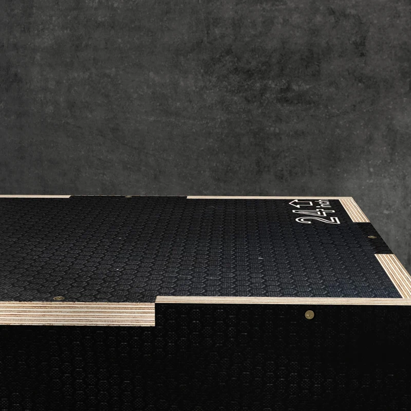 Soozier 24/20/16 In Wooden Plyometric Jump Box with Handle Openings for Home Gym Workout Training
