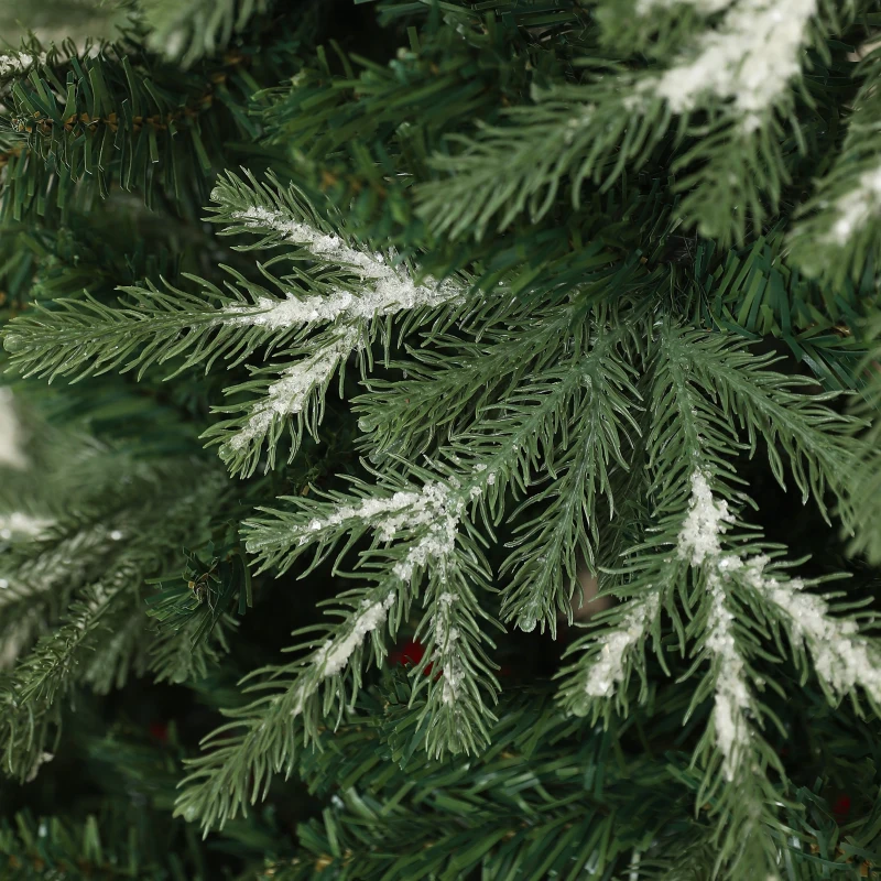 HOMCOM 6ft Flocked Christmas Tree, Artificial Christmas Tree with 850 Branch Tips, Metal Base, Automatic Open, Green