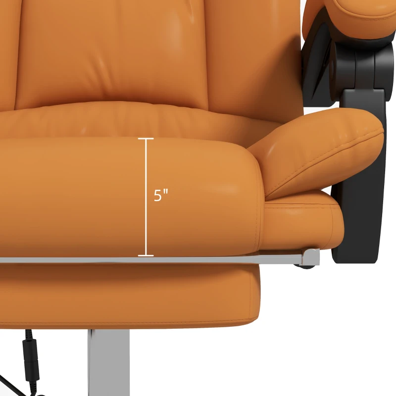 Vinsetto PU Leather Executive Massage Office Chair with 4 Vibration, Reclining w/ Adjustable Height, Swivel Wheels, Light Brown