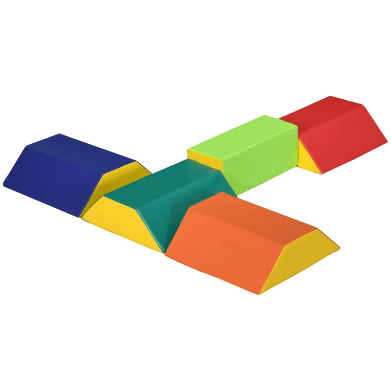 Qaba 5-Piece Soft Play Equipment, Large Baby Foam Playset for Creativity and Shape Discovery with Easy-to-Clean Surface, Toddler Educational Toy for 1+ Year Old Girls & Boys