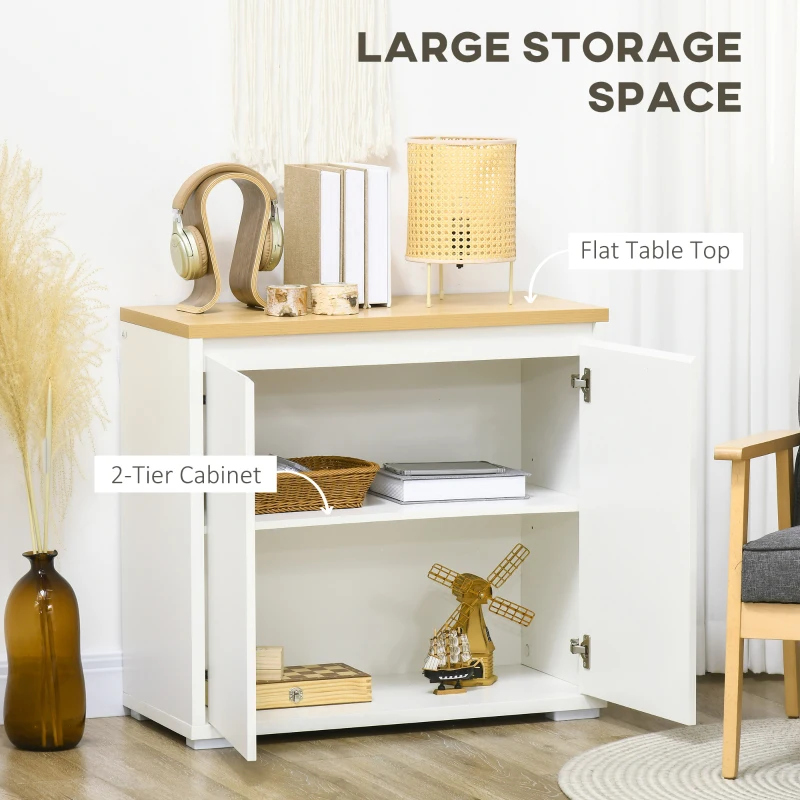 HOMCOM Sideboard Cabinet, Buffet Table with Double Doors and Adjustable Shelf for Living Room, Entryway, White