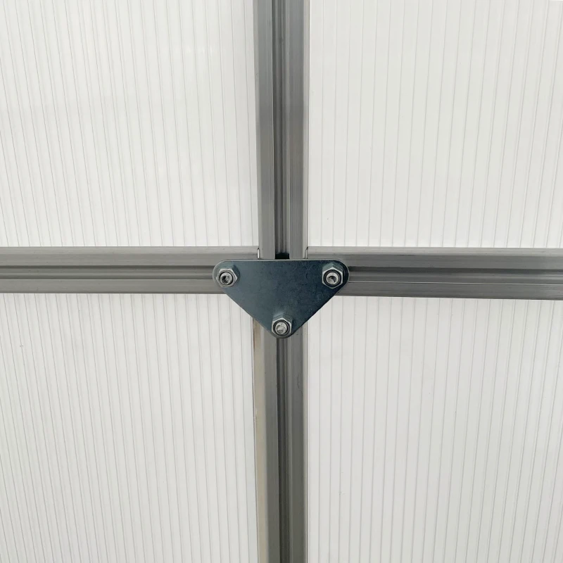 Outsunny 6' x 6' x 6.5' Polycarbonate Greenhouse with Aluminum Frame, Walk-in Heavy Duty Green House with Adjustable Roof Vent, Rain Gutter and Sliding Door for Winter, Silver