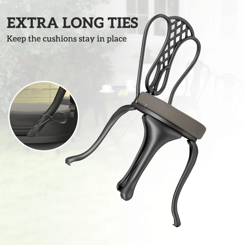 Outsunny Patio Chair Cushions Set of 4 Round Seat Cushions for Dining Bistro Chairs Machine Washable, 15" x 15" x 3", Dark Gray