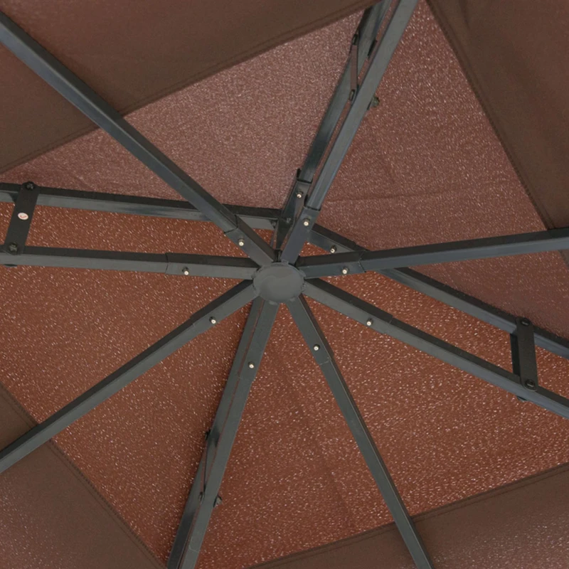 Outsunny 10' x 10' Outdoor Gazebo, Double Roof Outdoor Gazebo Canopy Shelter with Mesh Netting, Steel Corner Frame for Patio, Backyards and Parties, Coffee