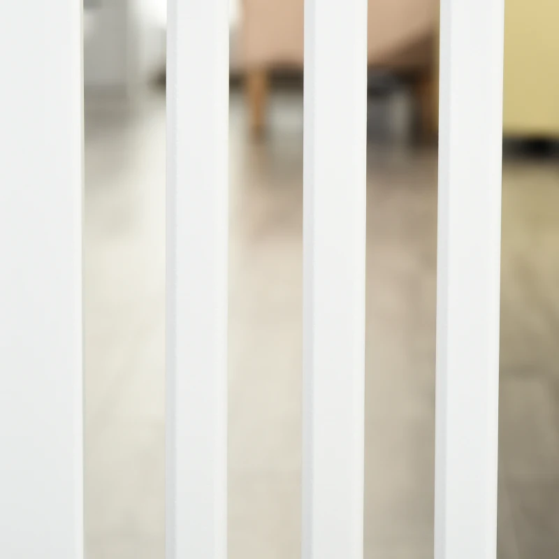 PawHut Free Standing Wooden Pet Gate Indoor Dog Barrier Foldable Step Over Doorway Fence Safety Gate with Open Door Z Shape 4 Panel