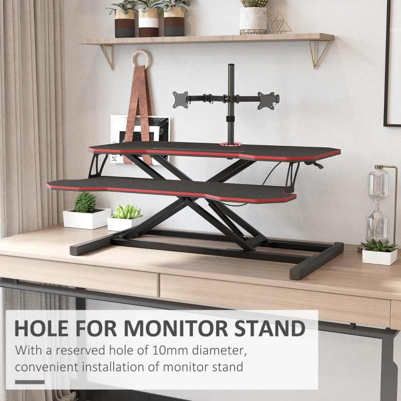 Vinsetto Liftable Computer Stand Height Adjustable Ergonomic E-sports Desktop Stand PC w/ Keyboard Tray Widely Compatible, Workstation Riser for Home Office Dormitory
