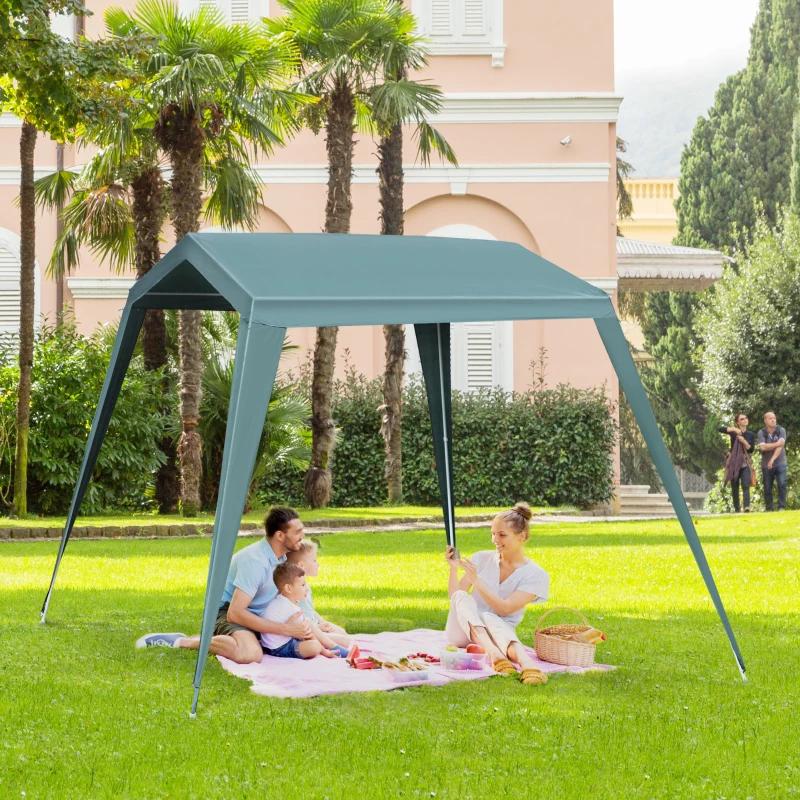 Outsunny 11x8ft Party Tent, Portable Canopy Tent Outdoor Gazebo Activity Sun Shelter w/ Slant Leg for Garden Carport Green