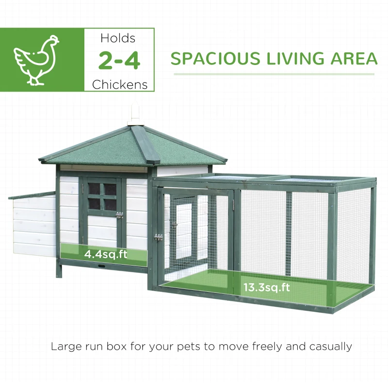 PawHut 77" Chicken Coop Hen House Rabbit Hutch Poultry Cage Pen Outdoor Backyard with Nesting Box Run Green