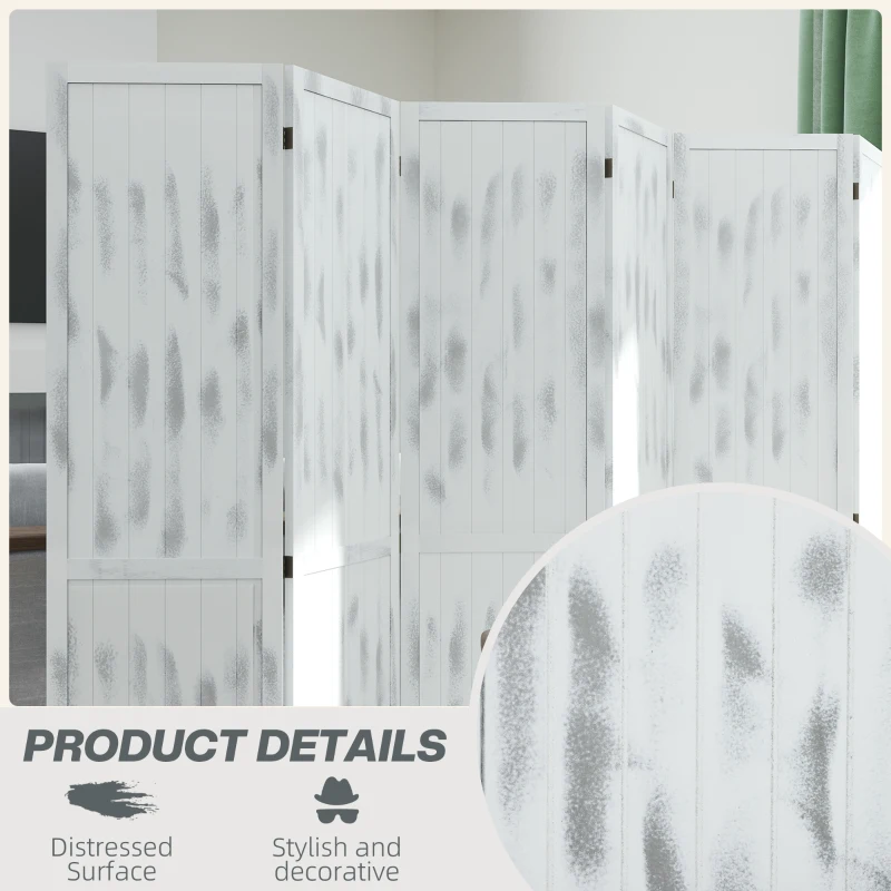 HOMCOM Screen Divider Room Divider Screen with Foldable Design for Indoor Bedroom Office 5.5' Rustic White