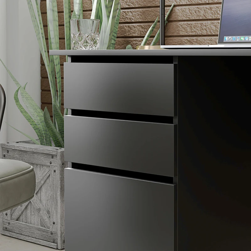 HOMCOM Computer Desk with Storage, PC Table with Drawers and Cabinet for Home Office, Study Room, Black