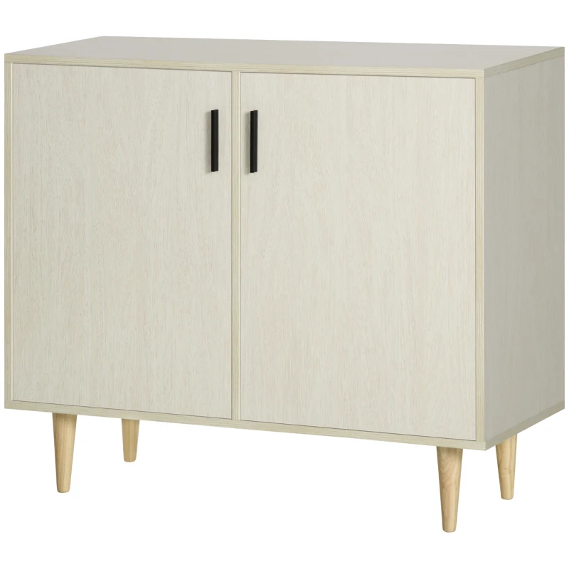 HOMCOM Sideboard Buffet Cabinet, Kitchen Cabinet, Accent Cabinet with Double Doors, Adjustable Shelves and Wood Legs for Living Room, Natural