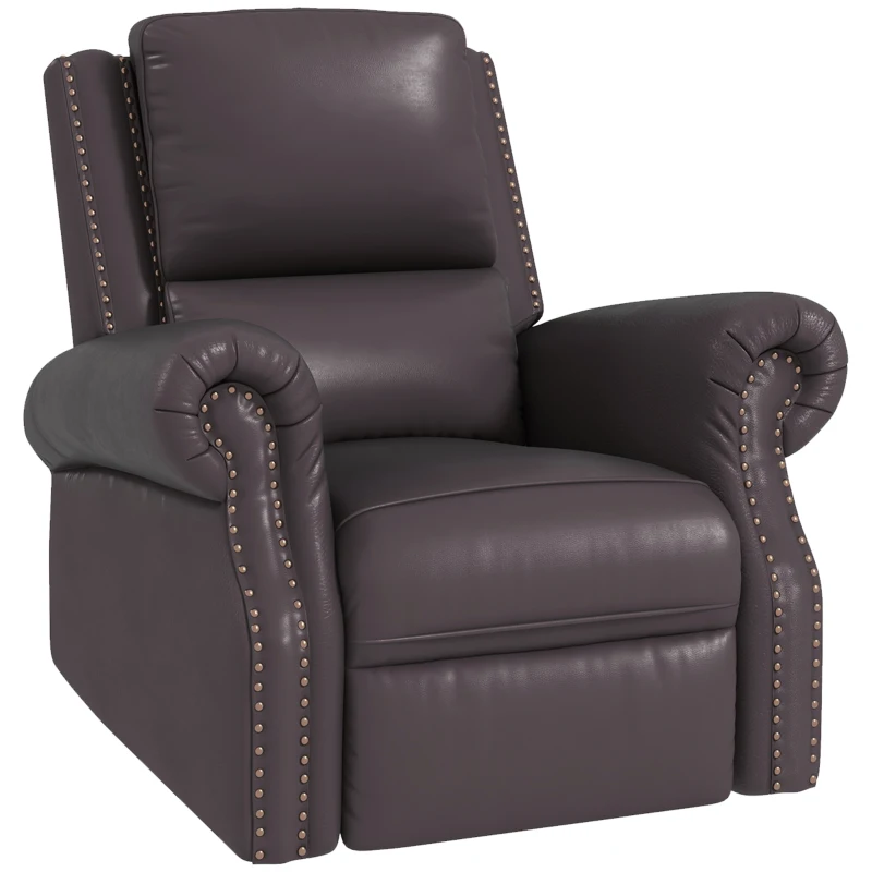 HOMCOM Swivel Recliner Chair, Reclining Sofa, PU Leather Rocker with Thick Padded Back and Seat for Living Room, Brown