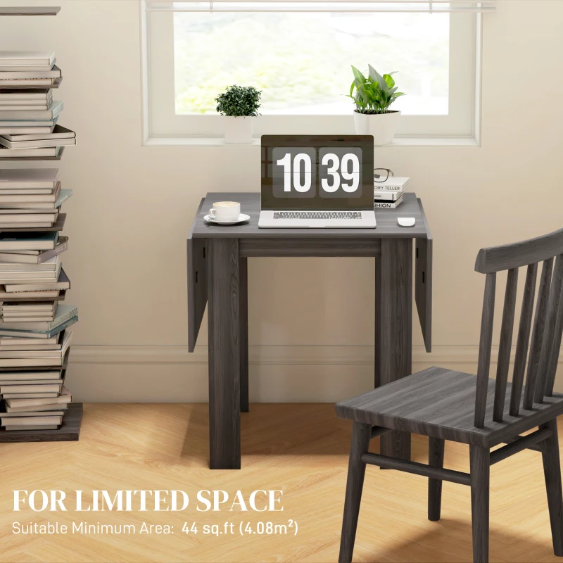 HOMCOM Folding Dining Table, Extendable Kitchen Table for Small Space, Drop Leaf Table for 2-4 People, Grey