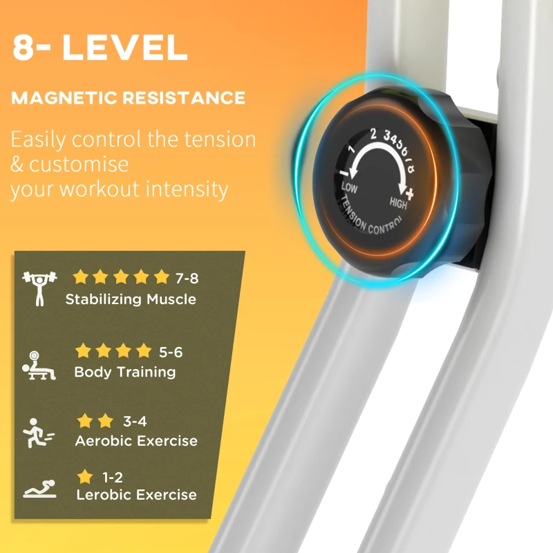 Soozier Foldable Indoor Stationary Bike with 8 Levels of Magnetic Resistance, Exercise Bike for Cardio Workout, Yellow