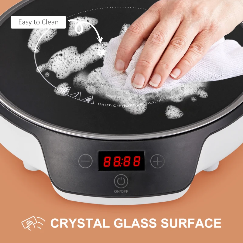 HOMCOM Portable Induction Cooktop, 1500W Electric Countertop Burner with LCD Display and Sensor Touch, Induction Hot Plate with 8 Power Settings and Crystal Glass, Black