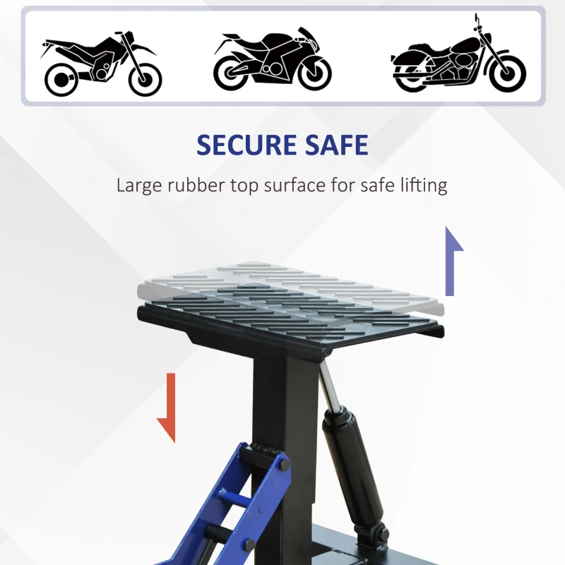 HOMCOM Hydraulic Motorcycle Jack Lift Stand, Repair & Maintenance Hoist Table for Dirt Bike, Pit Bike, Small Motorcycle, Small ATV, or Moped Scooter