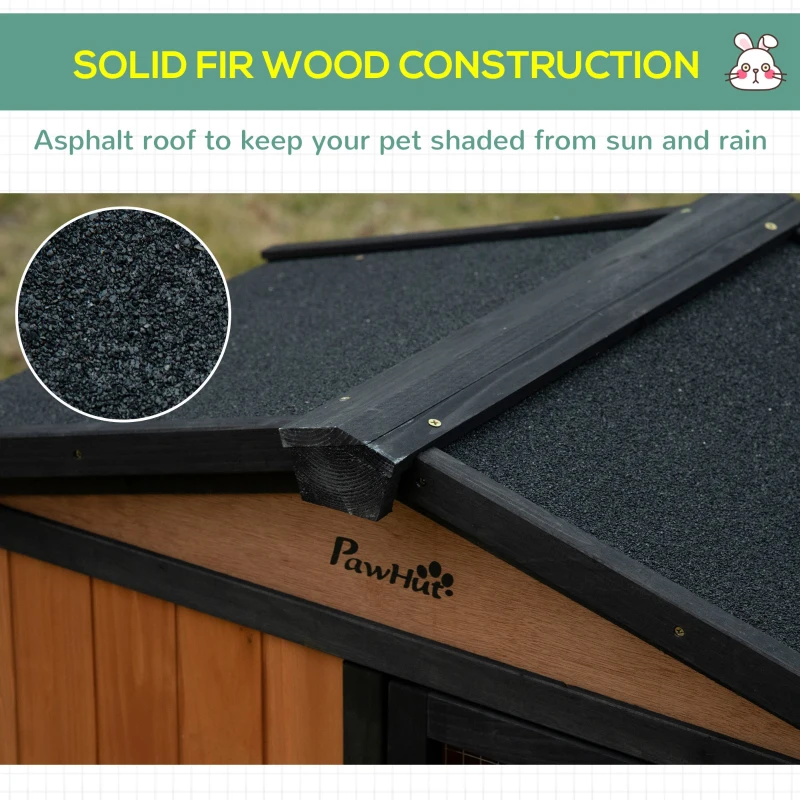 PawHut 69" Wooden Rabbit Hutch Pet Playpen Bunny House Enclosure with Run Box, Slide-out Tray, Ramp, for Rabbits and Small Animals, Black