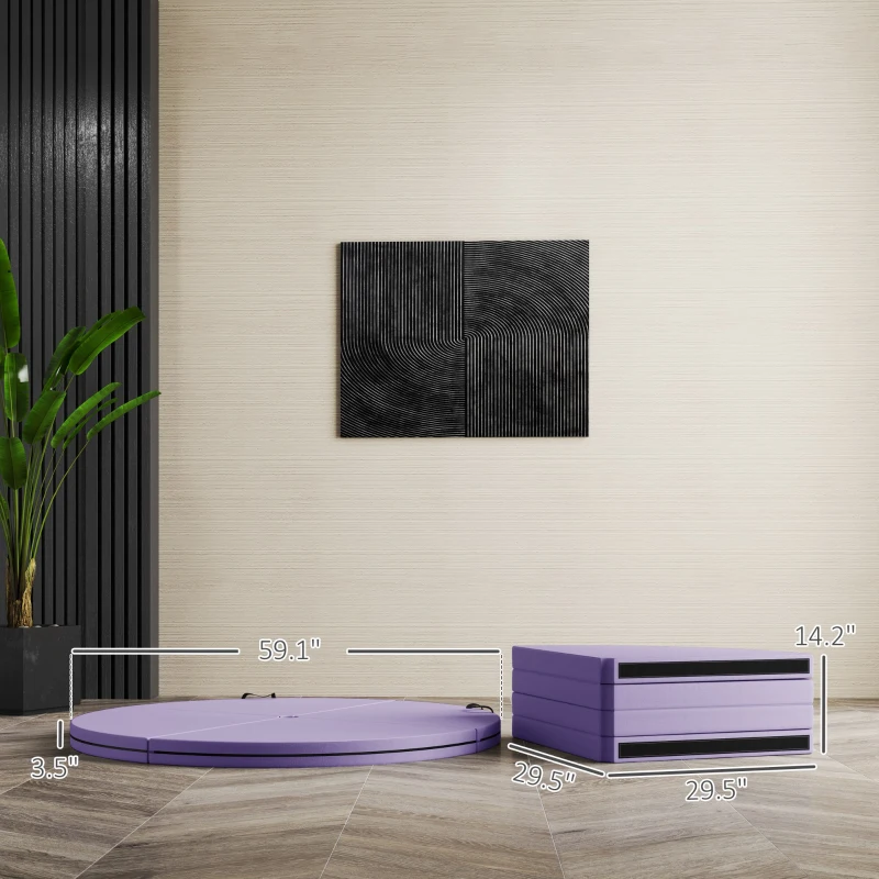Soozier Foldable Crash Mat, Pole Padding with Carrying Handles and EPE Foam for Dance Training and Exercise, Purple