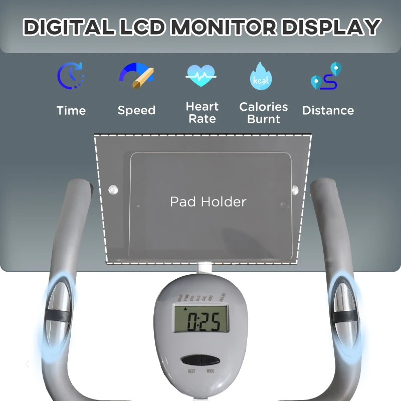 Soozier Folding Exercise Bike, Indoor Stationary Bike with 8-Level Magnetic Resistance and LCD Monitor, for Cardio Workout, Grey