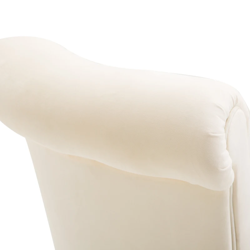 HOMCOM 45" Tufted High Back Velvet Accent Chair Living Room Soft Padded Couch Lounge (Cream White)