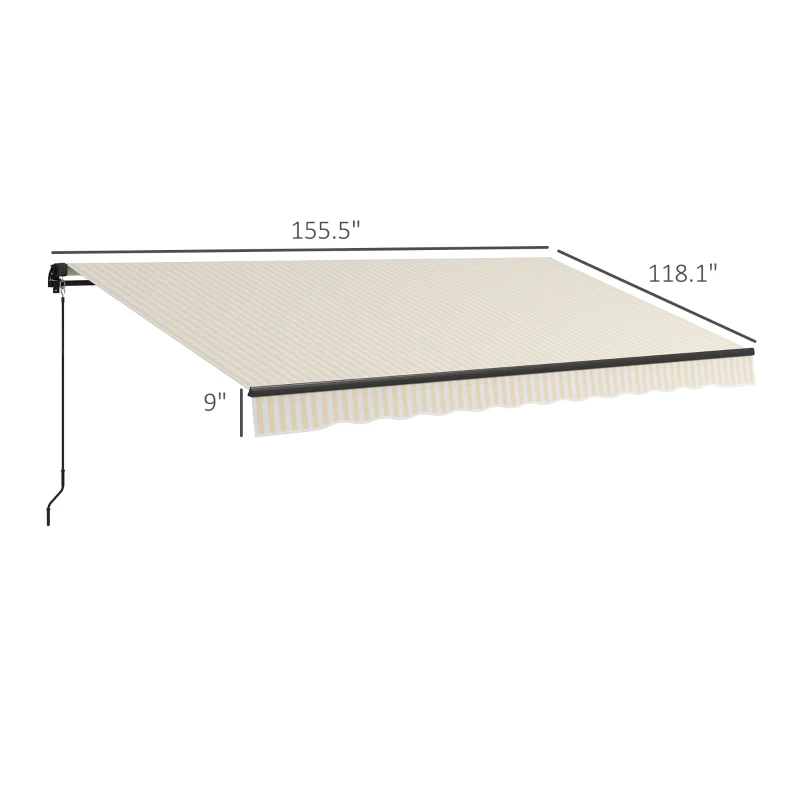 Outsunny 13' x 10' Retractable Awning, 280gsm UV Resistant Sunshade Shelter for Deck, Balcony, Yard, Beige and White