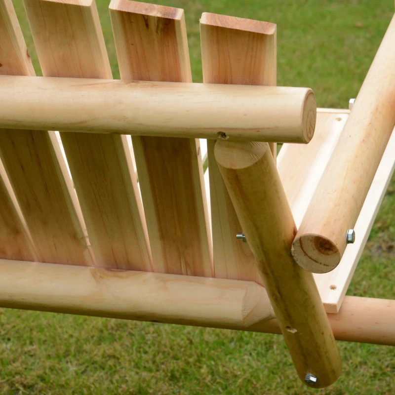 Outsunny Freestanding 6.5' Wooden Loveseat Traditional Farmhouse Style Log Swing Natural Wood