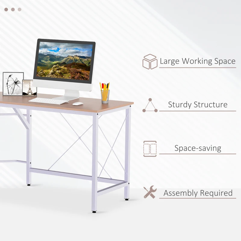HOMCOM L Shaped Desk, 59" x 59" Computer Corner Desk, Home Office Gaming Desk, Study Writing Workstation, Oak