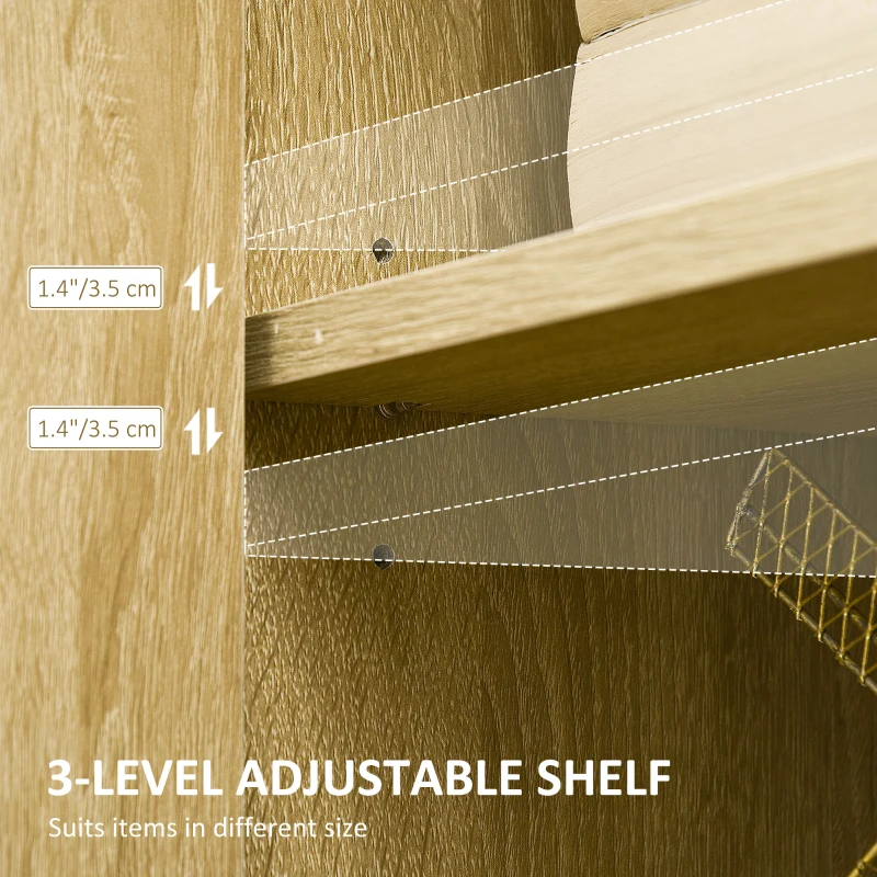 HOMCOM Industrial Sideboard Buffet Cabinet, Kitchen Storage Cabinet w/ Open Shelves, 2 Door Cupboards for Living Room, Natural