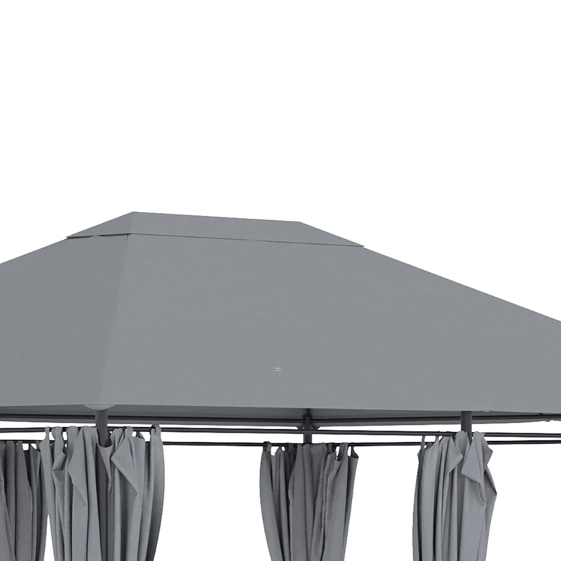 Outsunny 13'x 10' Soft-top Steel Patio Gazebo Canopy Party Tent with 6 Removable Curtains and Drainage Holes, Grey