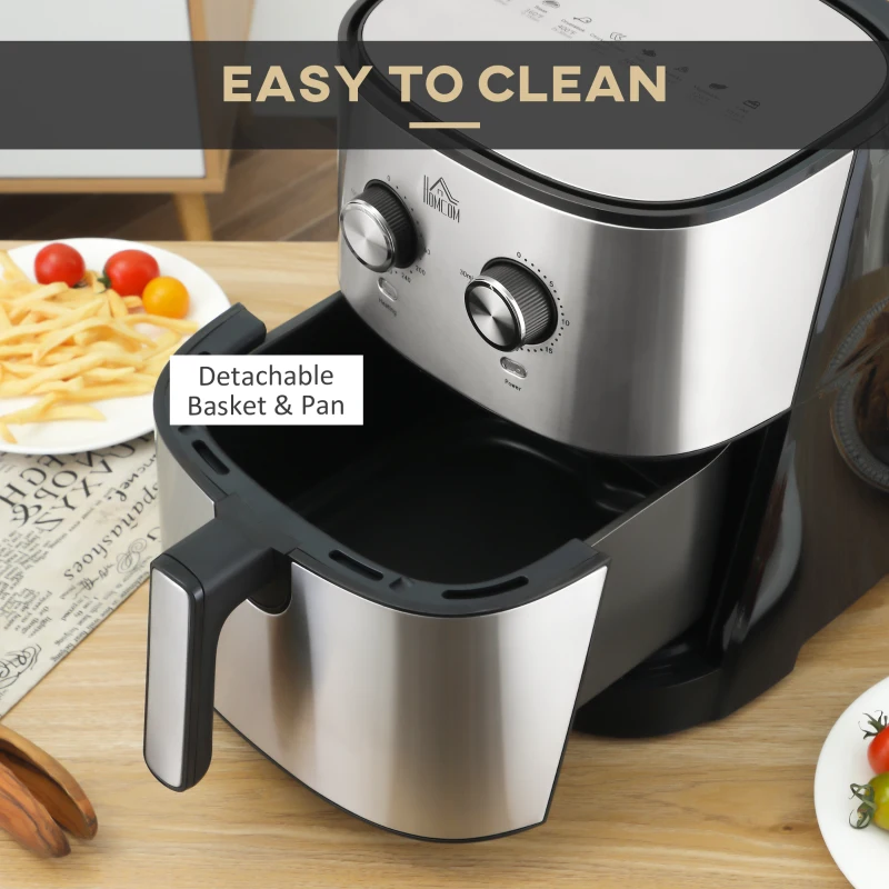 HOMCOM Air Fryer, 1700W 6.9 Quart Air Fryer Oven with 360° Air Circulation, Adjustable Temperature, Timer and Nonstick Basket for Oil Less or Low Fat Cooking