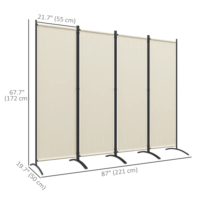 Outsunny Folding Room Divider, Privacy Screen for Patio Backyard Pool Hot Tub, 5.6FT Tall, Cream White