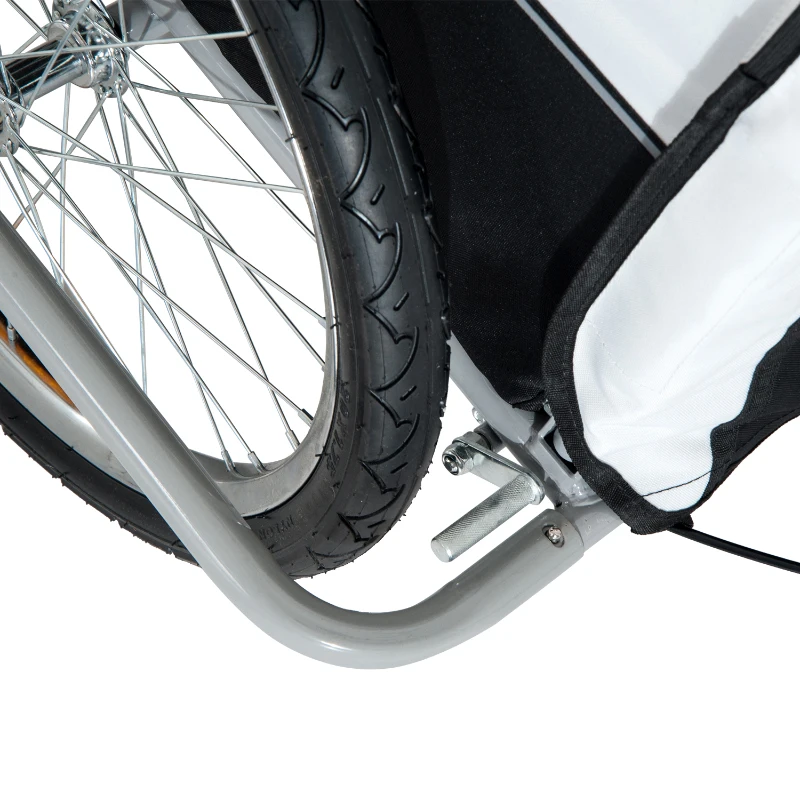 Aosom Elite Three-Wheel Bike Trailer for Kids Bicycle Cart for Two Children with 2 Security Harnesses & Storage, White(m-9)