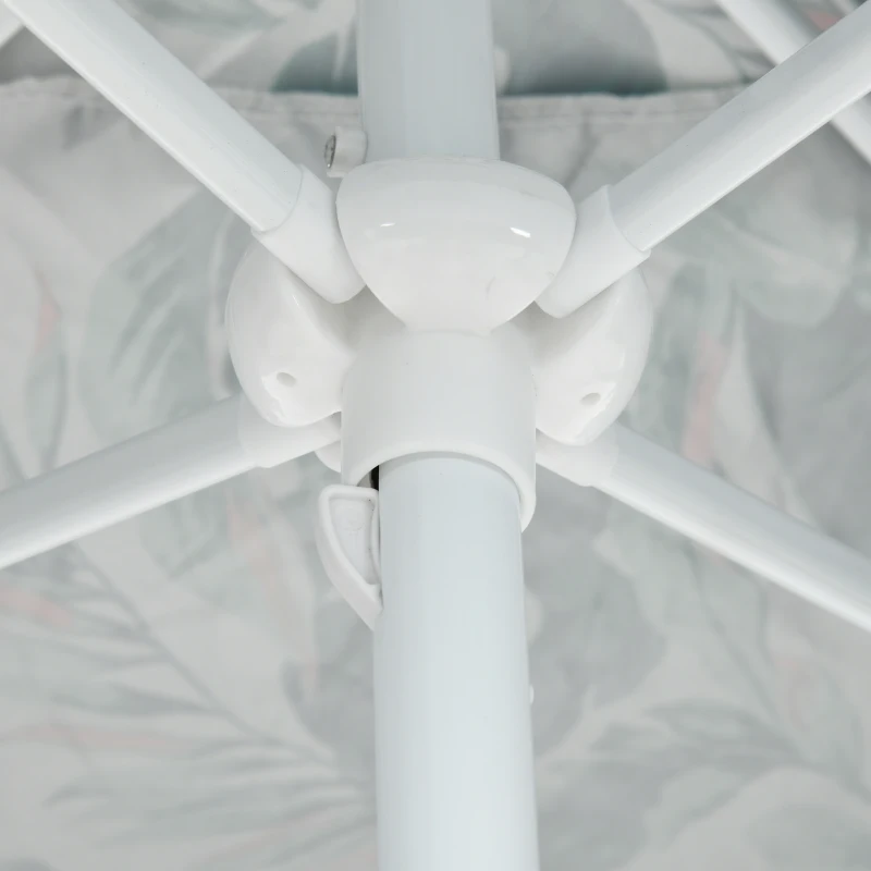 Outsunny Quick Beach Cabana Canopy Umbrella, 8' Easy-Assembly Sun-Shade Shelter with Sandbags and Carry Bag, Cool UV50+ Fits Kids & Family, Green Coconut Palm