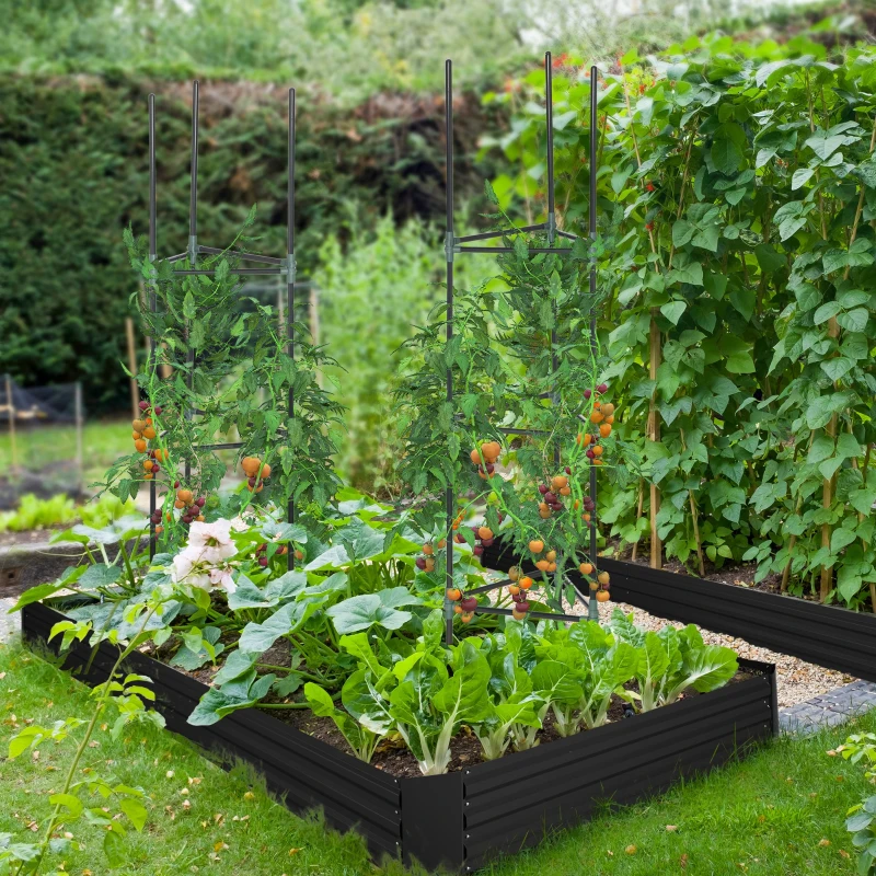 Outsunny 6' x 3' x 1' Raised Garden Bed with Support Rod, Steel Frame Elevated Planter Box, Black