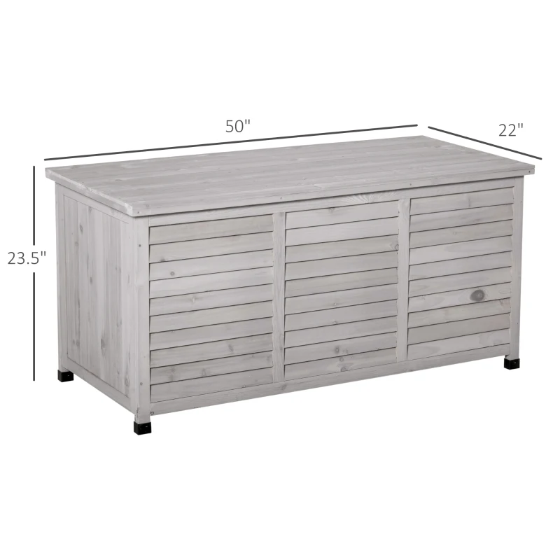 Outsunny 75 Gallon Wooden Storage Box patio Deck Box Bench, Garden Backyard Outdoor Storage Container with Aerating Gap & Weather-Fighting Finish, Grey