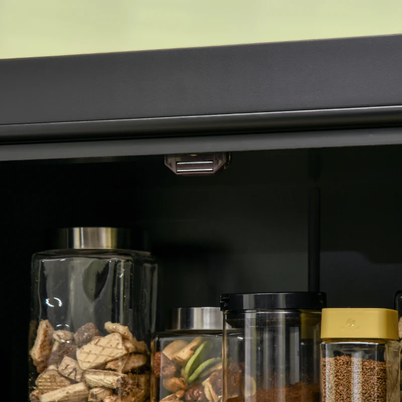 HOMCOM Traditional Farmhouse Kitchen Pantry Cupboard with Two Storage Cabinets, and 4 Adjustable Shelves, Black