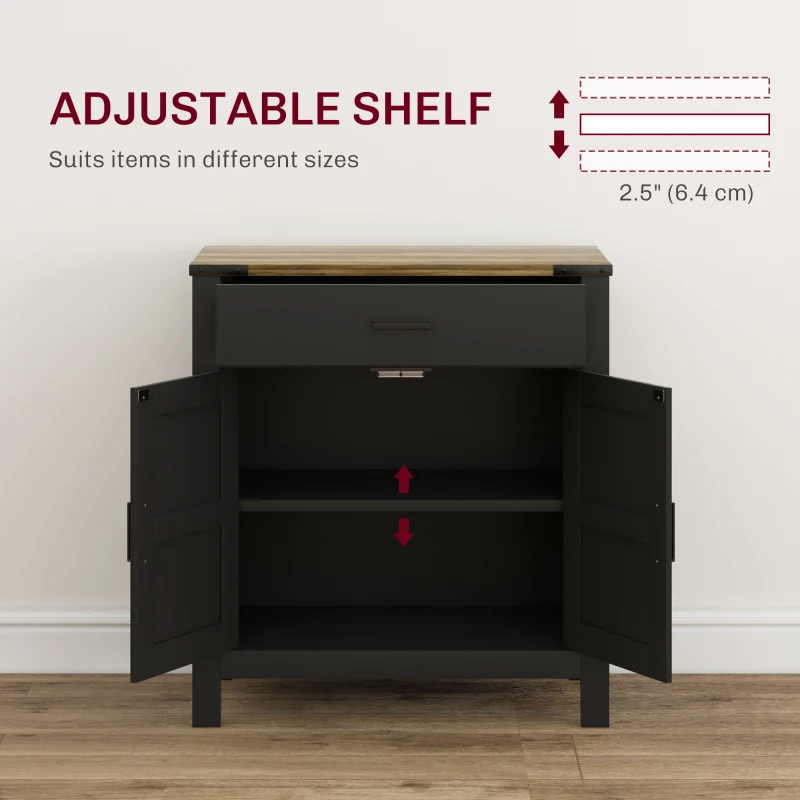 HOMCOM 32.5" Farmhouse Storage Sideboard Buffet Cabinet with Drawer and Shelf for Living Room Entryway White