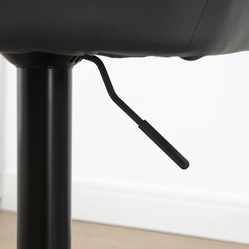 HOMCOM Swivel Barstools Set of 2 Adjustable Bar Stools with Footrest Armrests and PU Leather Back for Dining Room Black, Grey