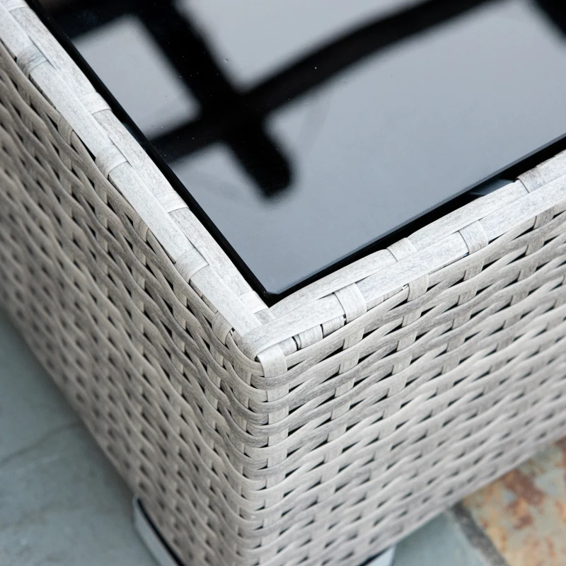 Outsunny 4-Piece Patio Furniture Sets Outdoor Wicker Conversation Set PE Rattan Sectional sofa set with Tempered Glass Coffee Table and Cushions for Backyard and Garden, Gray